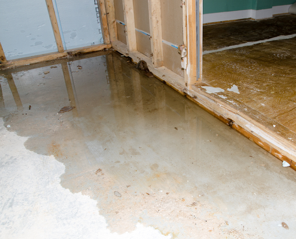 Water damage to a framed house